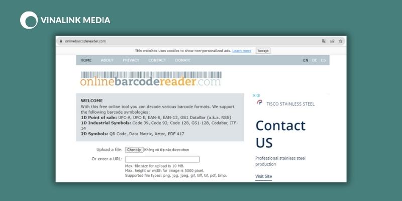 Website check mã code Online Barcode Reader